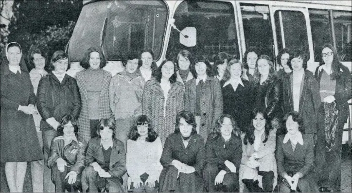  ??  ?? A St Louis secondary school trip to Paris, 1975-76, with Sr Fionnuala, Miss O’Neill and Sr Áine.