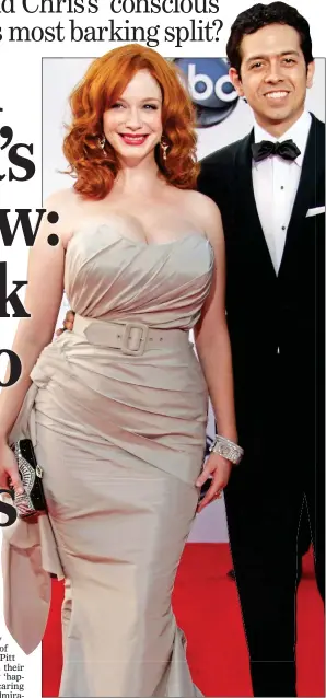  ?? ?? LOST LOVE: Christina Hendricks and Geoffrey Arend on the red carpet