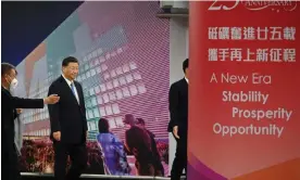  ?? Photograph: Selim Chtayti/AFP/Getty ?? Xi Jinping arrives in Hong Kong on Thursday.