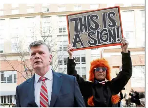  ??  ?? Sign of the crimes: Manafort’s defence attorney Kevin Downing arriving for a sentencing hearing at the US District Court in Alexandria, Virginia.