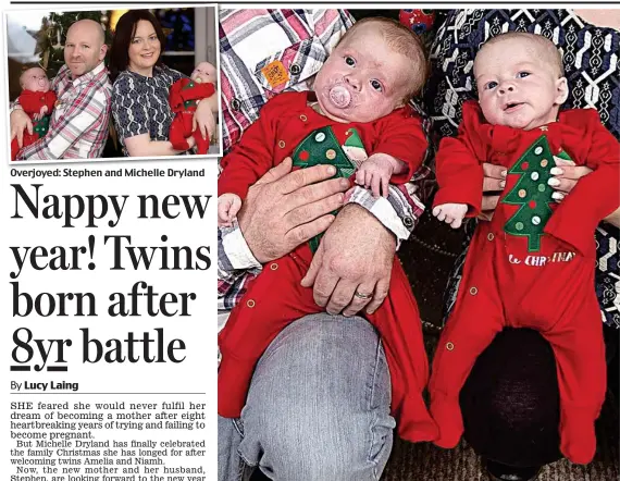  ??  ?? Overjoyed: Stephen and Michelle Dryland Double the love: ‘Amazing’ Niamh and Amelia helped one another thrive in the womb