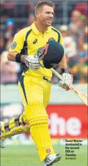  ?? AFP PHOTO ?? David Warner dominated in the second ODI on Tuesday.