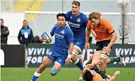  ?? Photograph: Claudio Giovannini/EPA ?? Ange Capuozzo scored two tries to help Italy secure their first victory against Australia.