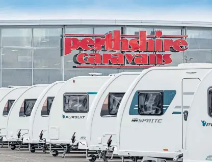  ??  ?? Caravans on display at the firm’s substantia­l Errol showroom.