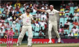  ?? Photograph: Jason O’Brien/PA ?? Stuart Broad removes David Warner.