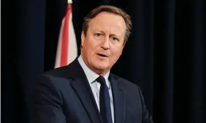  ?? Photograph: Michael McCoy/Reuters ?? The British foreign secretary David Cameron speaks in Washington DC on 9 April 2024.