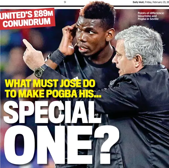  ??  ?? Points of difference: Mourinho and Pogba in Seville