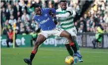  ?? Reuters ?? RANGERS Joe Aribo of Nigeria in action with Celtic’s Boli Bolingoli-mbombo. | RUSSELL CHEYNE