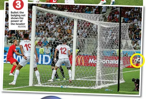  ?? REUTERS ?? 3 Bullet: the bulging net shows the power of the header