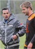  ?? Foto: Reinhold Rummel ?? Mario Schmidt und Florian Fischer (von links) werden in der neuen Saison beim TSV Gersthofen die Kommandos geben. Ob in der Bezirks oder in der Landesliga steht noch nicht fest.