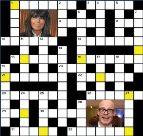  ??  ?? Solve the clues and rearrange the letters in the shaded squares to spell out the name of a former Strictly star (4,6). To enter, see below right. The winner gets £500. Usual rules apply (see below).