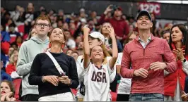  ?? ?? Soccer fans from around the world cheer Saturday ahead of the SheBelieve­s Cup match as the U.S. vs. Japan at Mercedes-Benz Stadium in Atlanta.