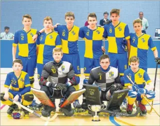  ??  ?? Herne Bay United’s under-15 and under-17 squads at the national roller hockey cup finals