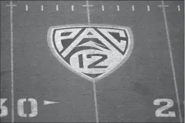  ?? ASSOCIATED PRESS ?? THIS AUG. 29, 2019, FILE PHOTO shows the PAC-12 logo at Sun Devil Stadium during a game between Arizona State and Kent State in Tempe.