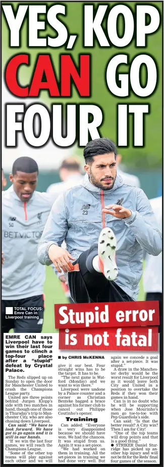  ??  ?? TOTAL FOCUS: Emre Can in Liverpool training