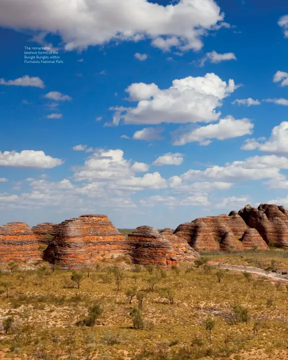  ??  ?? The remarkable beehive forms of the Bungle Bungles within Purnululu National Park.