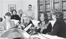  ?? KEVORK DJANSEZIAN, GETTY IMAGES ?? Attorney Gloria Allred, right, with accusers, including “Kacey,” at her right, who will testify at the trial.