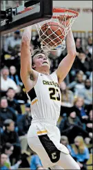  ?? KYLE TELECHAN/POST-TRIBUNE ?? Chesterton’s Jake Wadding dunks against Crown Point on Friday.