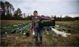  ??  ?? Liz Whitehurst, owner of Owl’s Nest Farm outside of Washington DC, in one of her fields. Photograph: JM Giordano for the Guardian