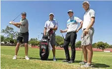  ??  ?? FORE: PGA golfers (from left) Grant Booth, Denzel Ieremia, Ben Ikin and Travis Smyth at CB Stadium yesterday.