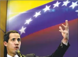  ?? Ariana Cubillos Associated Press ?? JUAN GUAIDÓ had the backing of the U.S. and other nations in his claim to Venezuela’s presidency, but he proved unable to unseat Nicolás Maduro.