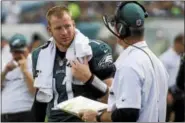  ?? RICK KAUFFMAN - DIGITAL FIRST MEDIA ?? Carson Wentz, rookie quarterbac­k for the Philadelph­ia Eagles, has progressed ahead of schedule but the team took its first defeat last Sunday in Detroit.