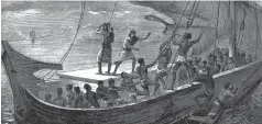  ?? GETTY IMAGES ?? The infamous trans-Atlantic slave trade is most familiar to Americans, but Africans also were taken to the Middle East and Asia, as this 1874 illustrati­on depicts.