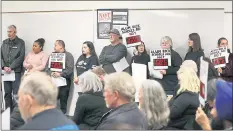  ?? JOSIE LEPE — STAFF ARCHIVES ?? Parents and teachers line up for public comment during an Alum Rock Union Elementary School District board meeting in San Jose.