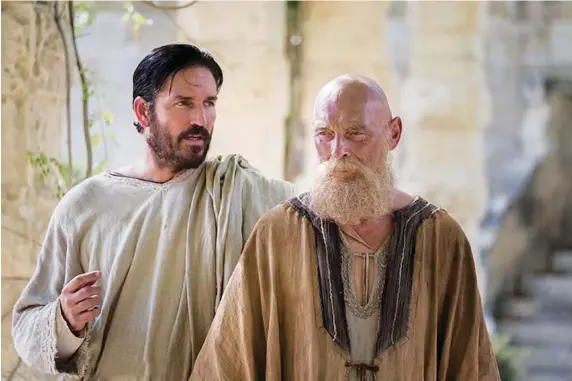  ?? PHOTO BY MARK CASSAR / SONY AFFIRM ?? James Faulkner, right, is Paul and Jim Caviezel is Luke in “Paul, Apostle of Christ.”