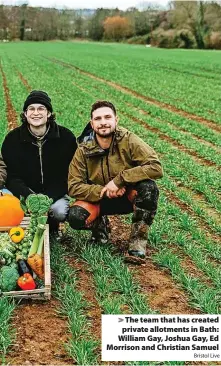  ?? Bristol Live ?? The team that has created private allotments in Bath: William Gay, Joshua Gay, Ed Morrison and Christian Samuel