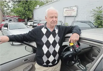  ?? PETER LEE WATERLOO REGION RECORD ?? Dennis Krogman expects more problems at his used car lot on York Street in London when a supervised injection site moves in.