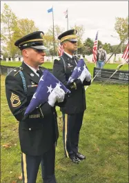  ?? Jeff Mill / Hearst Connecticu­t Media ?? The state Department of Veterans Affairs held a military funeral for the unclaimed cremated remains of four U.S. veterans, who served in the SpanishAme­rican War, World War I and World War II.