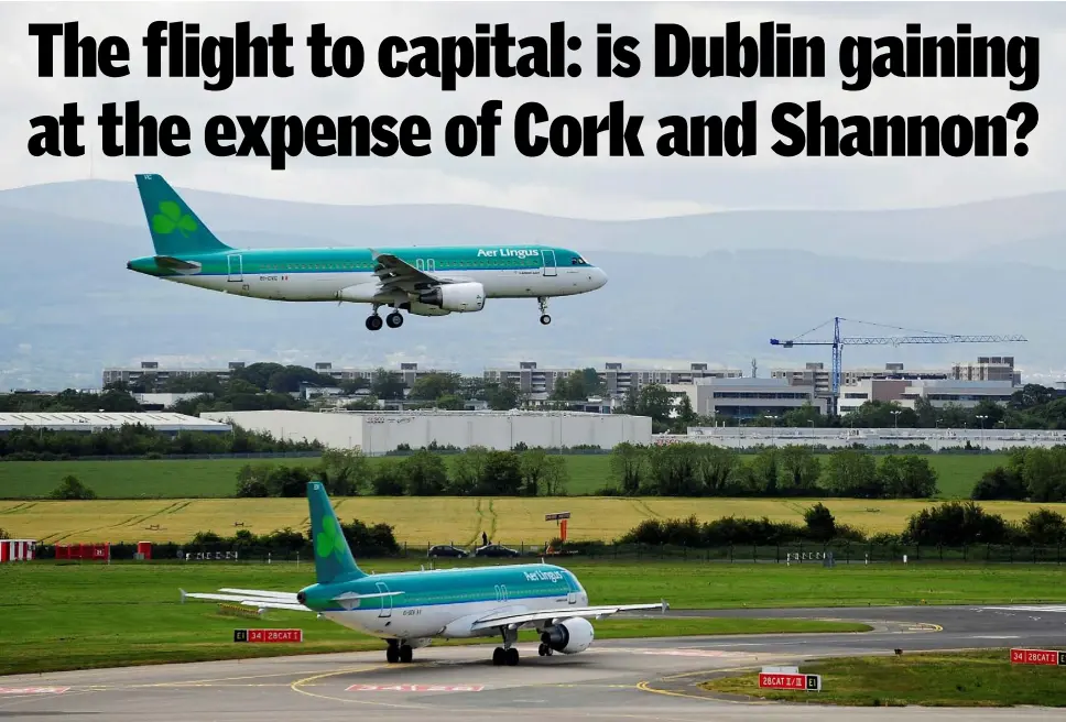  ??  ?? Aircraft landing at Dublin Airport, which is the standout perfomer in the Irish market, and a major player in the hub and transatlan­tic markets
