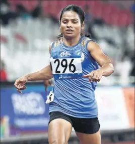  ?? AFP ?? Dutee Chand anchored the 4x100m relay team that qualified for the Asian Championsh­ips.