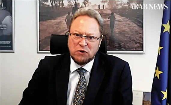  ?? Supplied ?? Michael Koehler spoke to “Frankly Speaking” about how the EU is handling the issue of refugees from both the Ukraine and Syrian conflicts, as well as its plans for aid for displaced Palestinia­ns.