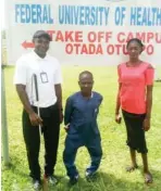  ?? ?? The three physically challenged graduates, Ms. Yakubu (right); James Inalegwu (middle) and Ignatius, a visually impaired