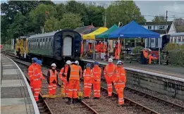  ?? KESR ?? Participan­ts in the Practical Trackwork Challenge at Northiam station on November 2.