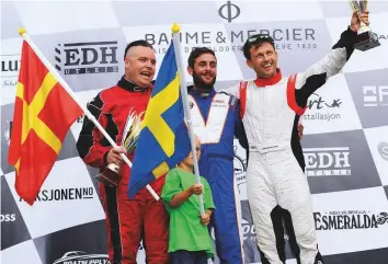  ?? Courtesy: Victory Team ?? The Victory Team Alex Carella (centre) powered his way to an outright victory in the Match Race honours at the EDH Grand Prix of Norway on Friday.