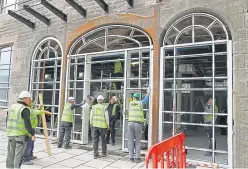  ?? Pictures: Dougie Nicolson. ?? The entrance to the restaurant takes shape at the new Hotel Indigo in Dundee.