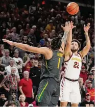  ?? Charlie Neibergall/Associated Press ?? Iowa State’s Gabe Kalscheur, who had 23 points, shoots a 3-pointer over Baylor’s Keyonte George.