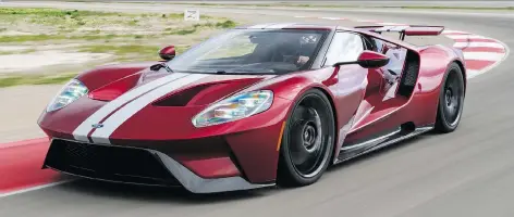  ?? FORD ?? The focus of the 2017 Ford GT is on aerodynami­c design, not cramming horsepower and torque under the hood.