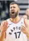  ??  ?? Toronto Raptors centre Jonas Valanciuna­s, who has been out since Dec. 12, is the team’s best screen-setter on offence and its best rim protector on defence.