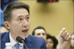  ?? AP photo ?? TikTok CEO Shou Zi Chew testifies during a hearing of the House Energy and Commerce Committee, on the platform’s consumer privacy and data security practices and impact on children on Thursday on Capitol Hill in Washington.