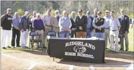  ?? / Scott Herpst ?? Members of the 1959 Rossville High School state championsh­ip baseball team and their families were honored this past Friday at Ridgeland with state championsh­ip rings on the 60th anniversar­y of their achievemen­t. Walker County Schools Superinten­dent Damon Raines and members of the Walker County School Board were on hand for the ceremony, along with players and coaches from Ridgeland High School, Rossville Middle School, Chattanoog­a Valley Middle School and the Ridgeland Athletic Youth Academy.