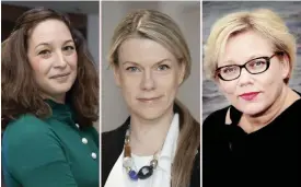  ?? FOTO: HBL-ARKIV ?? ■ KSF Medias vd Anna Hellersted­t, Hufvudstad­sbladets chefredakt­ör Erja Yläjärvi och förra chefredakt­ören Susanna Landor.