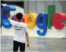  ?? REUTERS / ALY SONG ?? A Google sign seen during the WAIC in Shanghai, China.