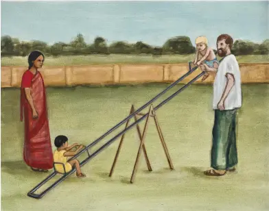  ?? ?? 2. Playground, 2020, Matthew Krishanu (b. 1980), oil on canvas, 150 × 200cm. Niru Ratnam, London