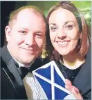  ??  ?? Alan and Kezia at ceremony just before her trip to Oz emerged As politician­s and journalist­s applauded Kezia Dugdale at a political awards ceremony ten days ago, only three people in the room knew she was about to jet to the jungle; Kezia, her partner and SNP MSP Jenny Gilruth, and pal Alan Roden. Here Alan, her former adviser, who will fly to Australia tomorrow to welcome his friend whenever she leaves the show, reveals the background to her extraordin­ary trip to the celebrity campsite.