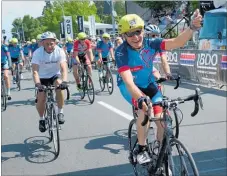  ?? Photo / Supplied ?? Colin Anderson crosses the finish line, completing 100 laps of the Lake Taupo¯ Cycle Challenge over 32 years of the event.