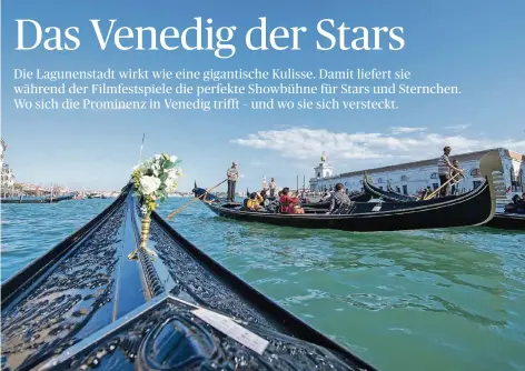  ?? FOTOS: DPA ?? Nicht nur „normale“Touristen, auch Filmstars schätzen die Atmosphäre der Lagunensta­dt. Während des Festivals ist oft Prominenz in Venedig zu sehen.